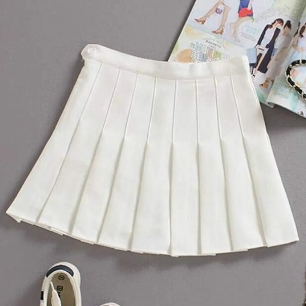 Pleated Mini Skirts for Women Fashion Women High Waist Pleated Casual Solid A-Line Slim Short Fit Mini Skirts for