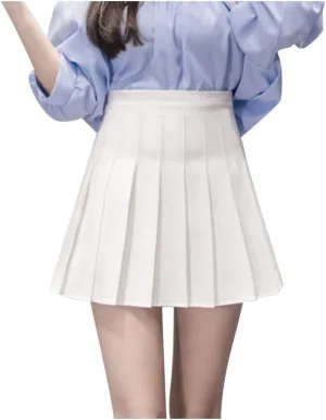 Pleated Mini Skirts for Women Fashion Women High Waist Pleated Casual Solid A-Line Slim Short Fit Mini Skirts for