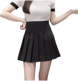 Pleated Mini Skirts for Women Fashion Women High Waist Pleated Casual Solid A-Line Slim Short Fit Mini Skirts for