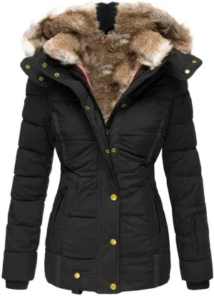 Plus Size Winter Coats for Women Hooded Warm Winter Thicken Fleece Lined Parkas Faux Fur Hood Down Puffer Jackets S-5XL
