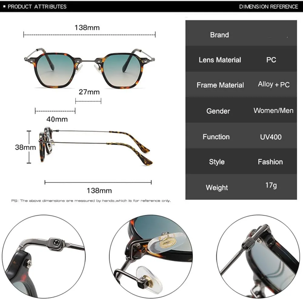 Popular Fashion Men Punk Clear Gradient Lens Sunglasses Shades UV400 Women Retro Rivets Sun Glasses