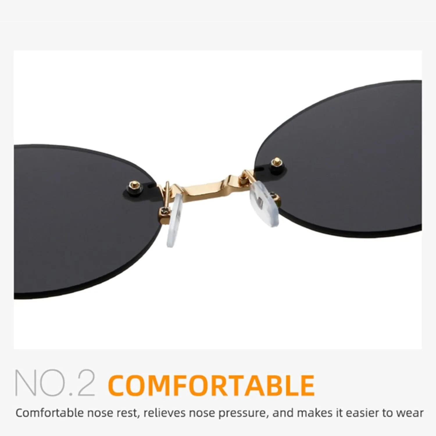 Popular Fashion Oval Sunglasses for Women Retro Rimless Clear Ocean Gradient Lens Shades Uv400 Men Punk