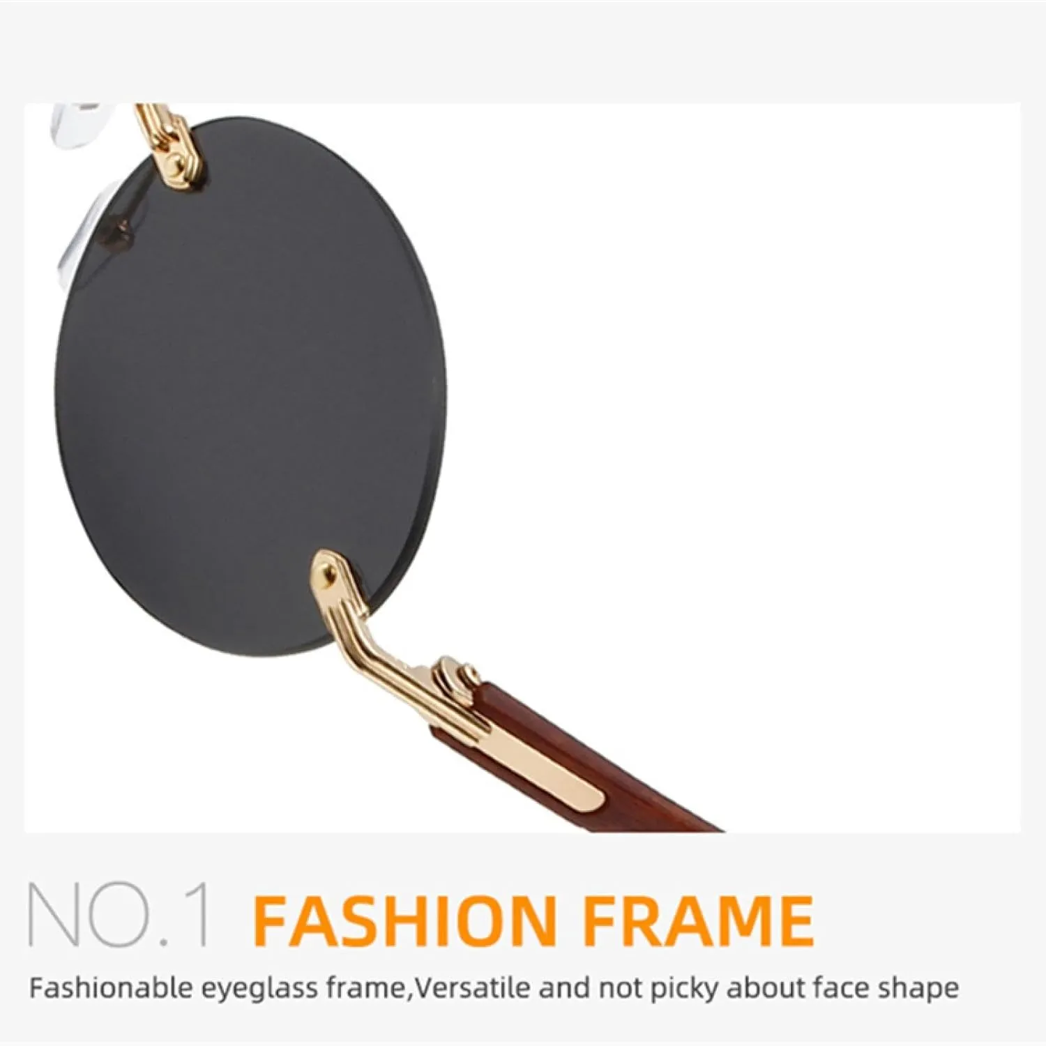 Popular Fashion Oval Sunglasses for Women Retro Rimless Clear Ocean Gradient Lens Shades Uv400 Men Punk