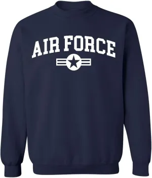 Promotion & Beyond Air Force Crewneck Sweatshirt | Unisex Adult Blue Long Sleeve Crew Neck Casual Sweatshirt - XL