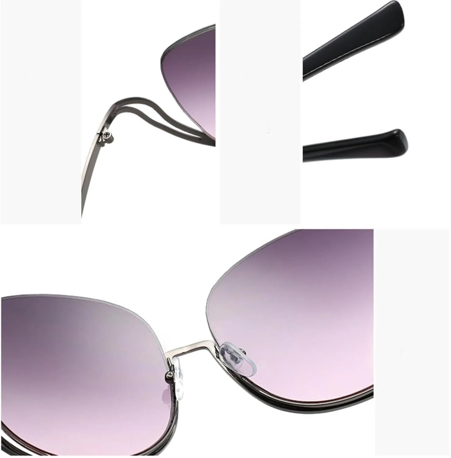 Quality Lady Half- Frame Sunglasses for Women Ocean Gradient Lens Oversize Sunglasses Uv400