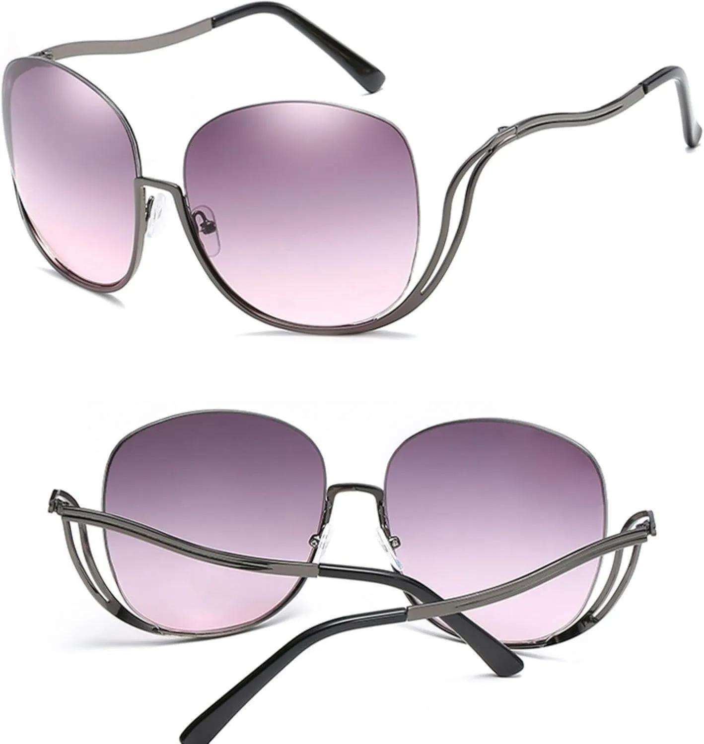 Quality Lady Half- Frame Sunglasses for Women Ocean Gradient Lens Oversize Sunglasses Uv400