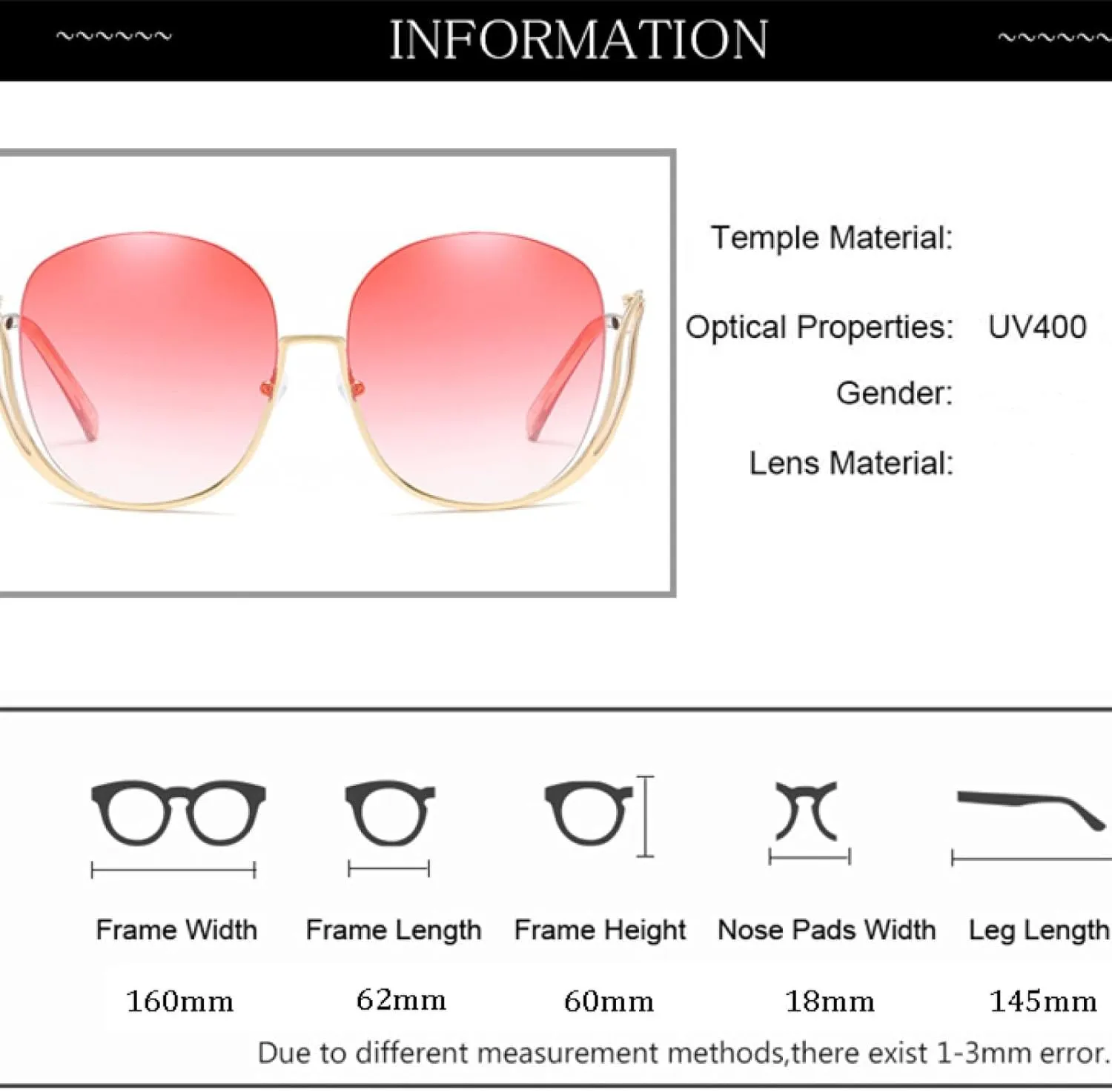 Quality Lady Half- Frame Sunglasses for Women Ocean Gradient Lens Oversize Sunglasses Uv400