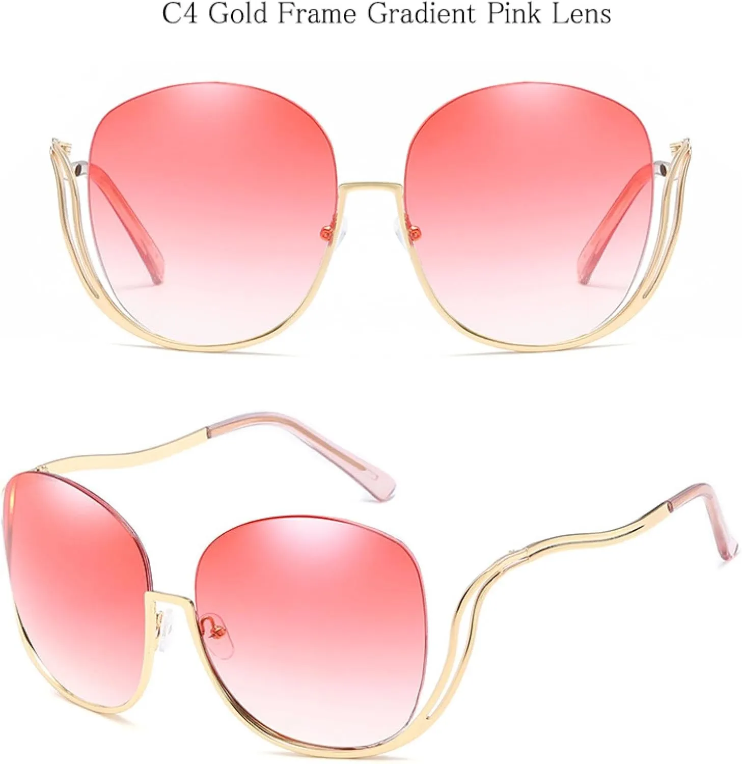 Quality Lady Half- Frame Sunglasses for Women Ocean Gradient Lens Oversize Sunglasses Uv400