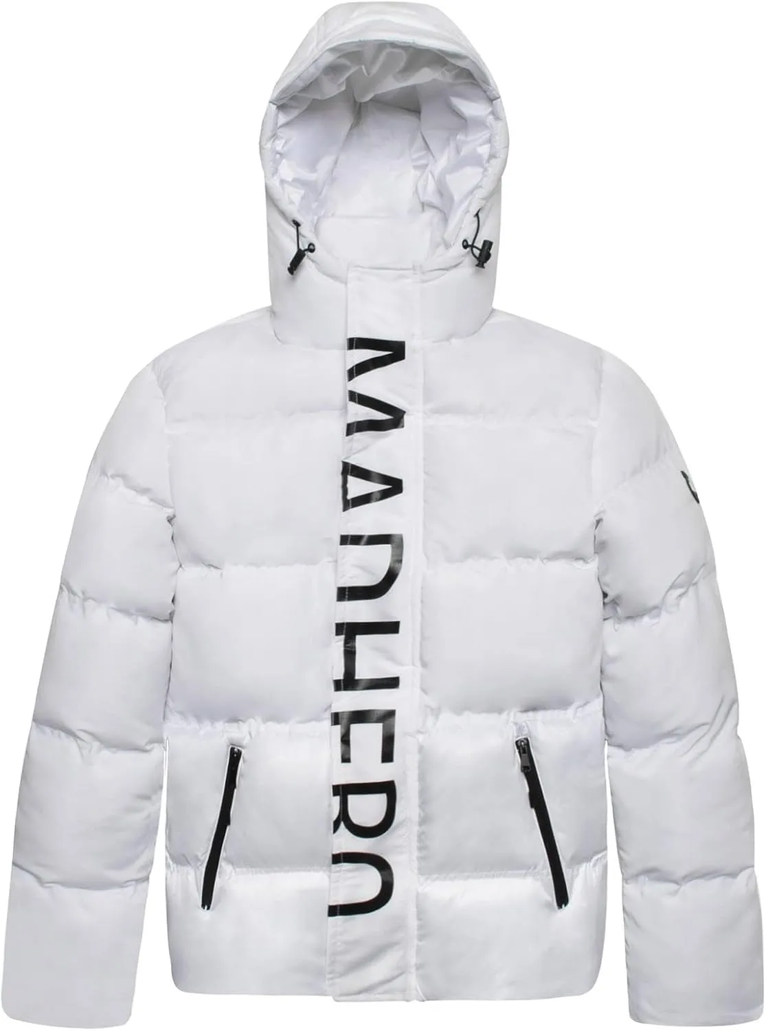 QWENTMTNTY Men's Down Jackets Coats Winter Warm Quilted Long Parka Outerwears Zipper Pockets Fashion Patchwork Hooded Puffer Jacket