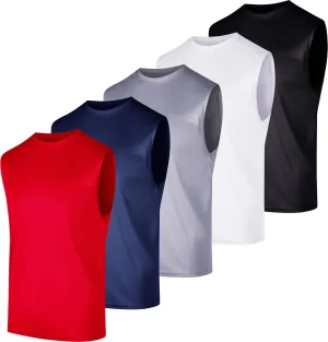 Real Essentials 5 Pack: Men's Mesh Active Athletic Tech Tank Top - Workout & Training Activewear (Available in Big & Tall)