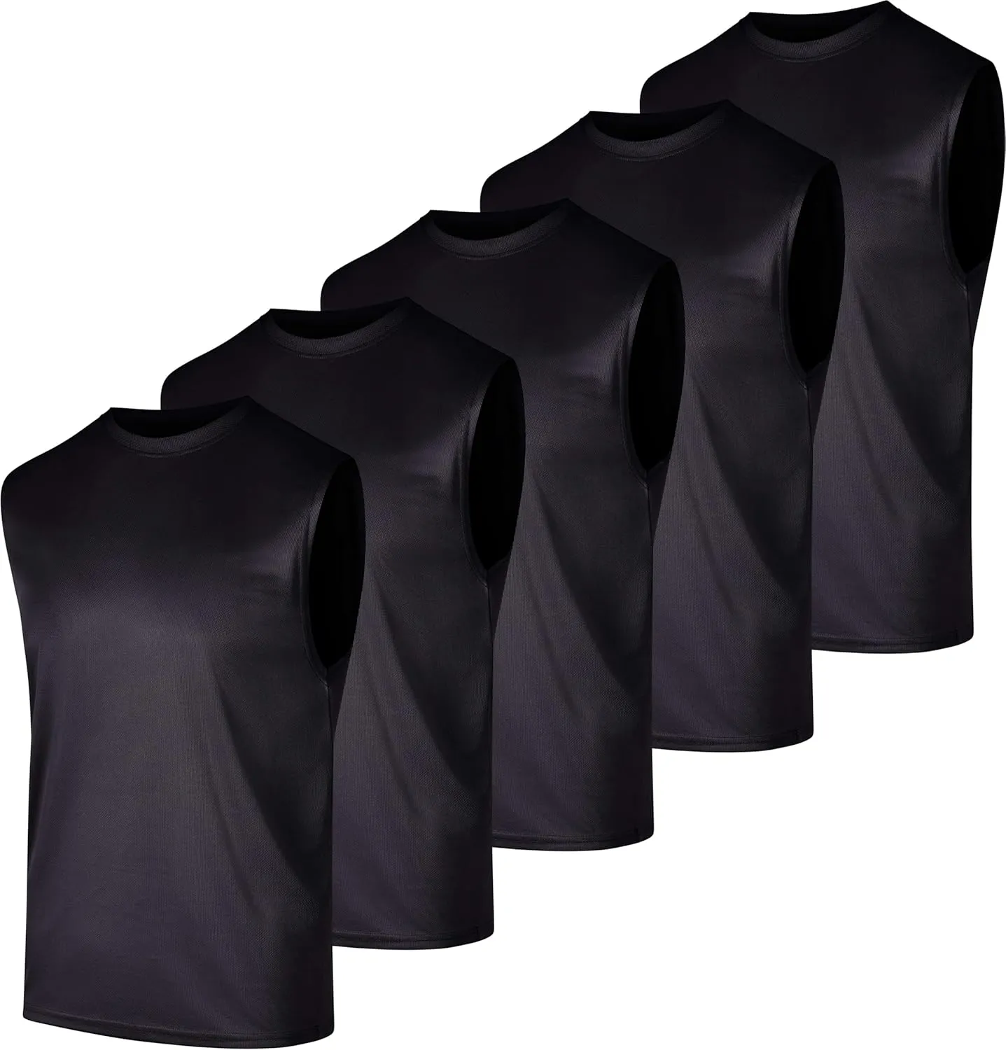 Real Essentials 5 Pack: Men's Mesh Active Athletic Tech Tank Top - Workout & Training Activewear (Available in Big & Tall)