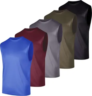Real Essentials 5 Pack: Men's Mesh Active Athletic Tech Tank Top - Workout & Training Activewear (Available in Big & Tall)
