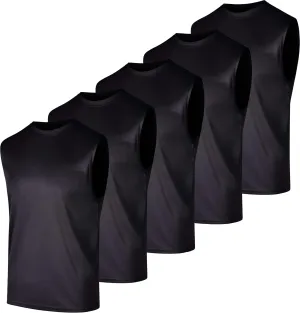 Real Essentials 5 Pack: Men's Mesh Active Athletic Tech Tank Top - Workout & Training Activewear (Available in Big & Tall)