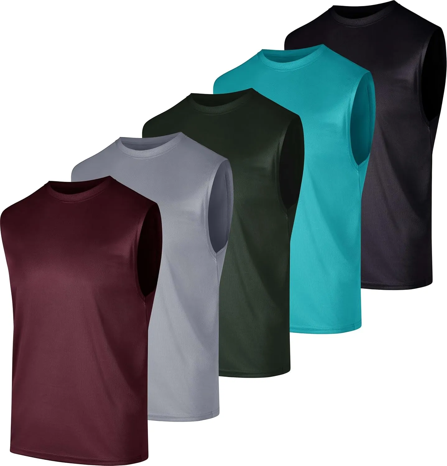 Real Essentials 5 Pack: Men's Mesh Active Athletic Tech Tank Top - Workout & Training Activewear (Available in Big & Tall)