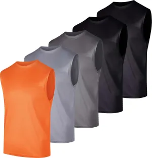 Real Essentials 5 Pack: Men's Mesh Active Athletic Tech Tank Top - Workout & Training Activewear (Available in Big & Tall)