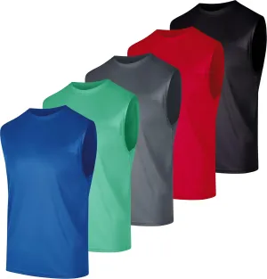 Real Essentials 5 Pack: Men's Mesh Active Athletic Tech Tank Top - Workout & Training Activewear (Available in Big & Tall)