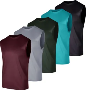 Real Essentials 5 Pack: Men's Mesh Active Athletic Tech Tank Top - Workout & Training Activewear (Available in Big & Tall)