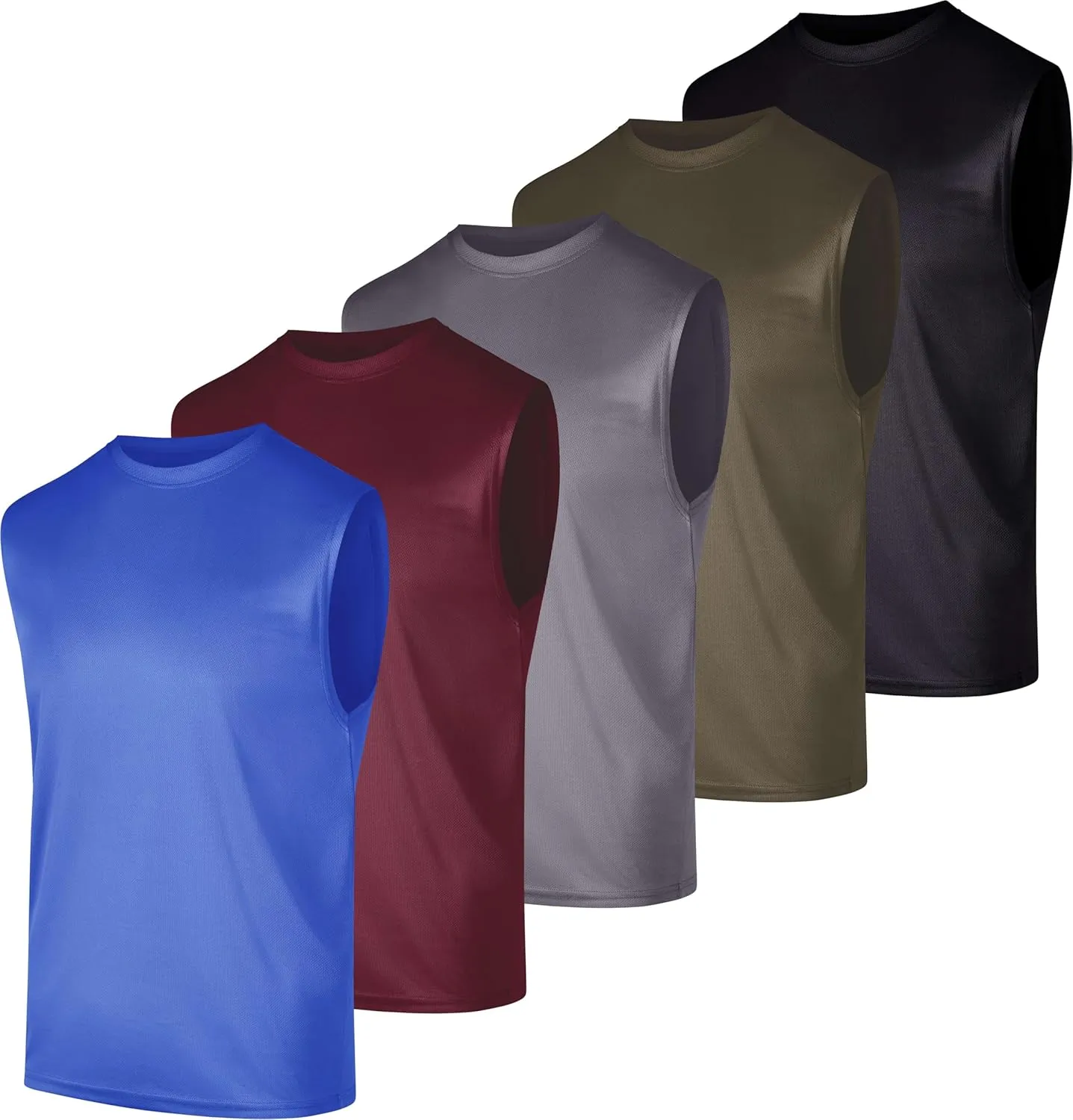 Real Essentials 5 Pack: Men's Mesh Active Athletic Tech Tank Top - Workout & Training Activewear (Available in Big & Tall)