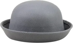 Retro Bowler Derby Hats for Women Men Roll Up Brim 1920s Classic Church Party Cloche Hats Flat Top Fleece Fedora Hats