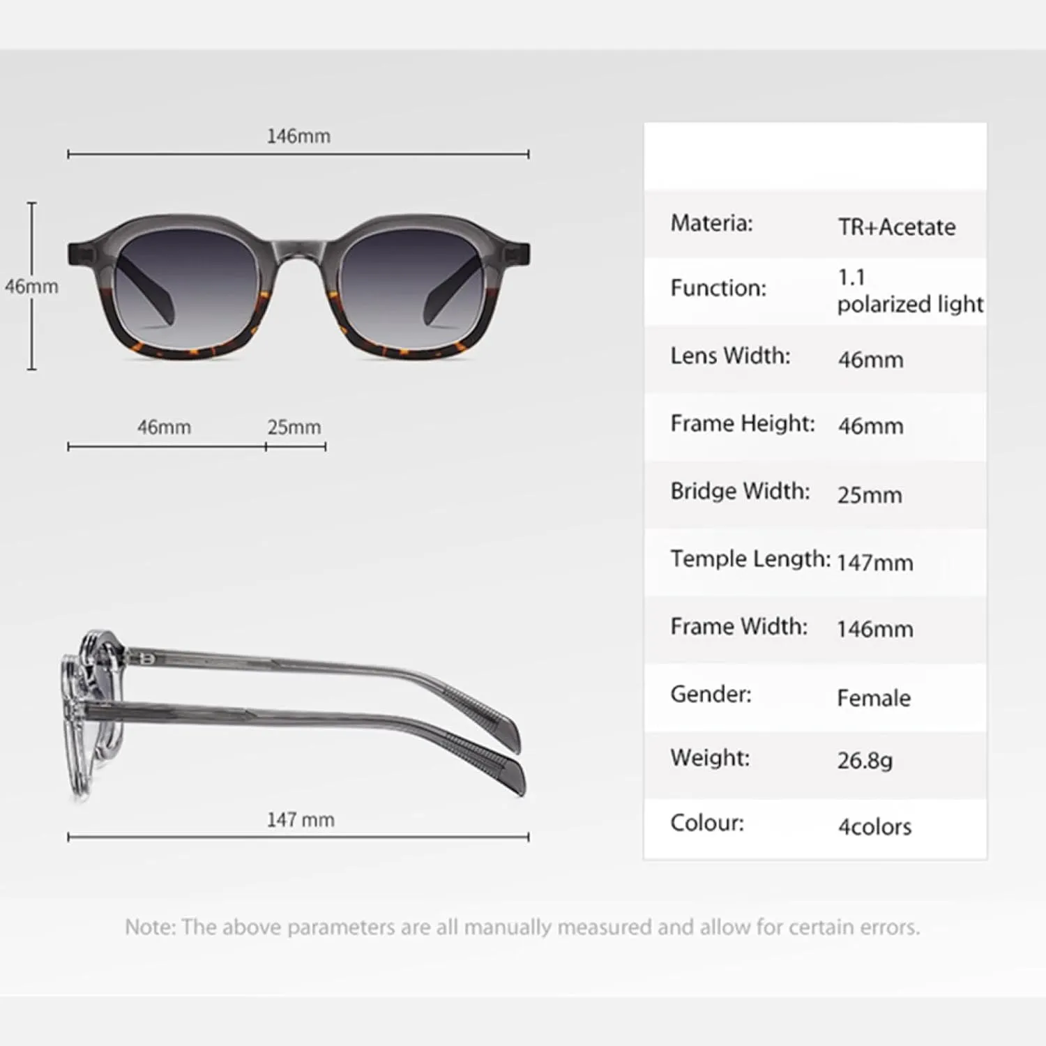 Retro Polarized Sunglasses for Men Sun Glasses for Women Uv400 Acetate(Grey Leopard Frame,one)