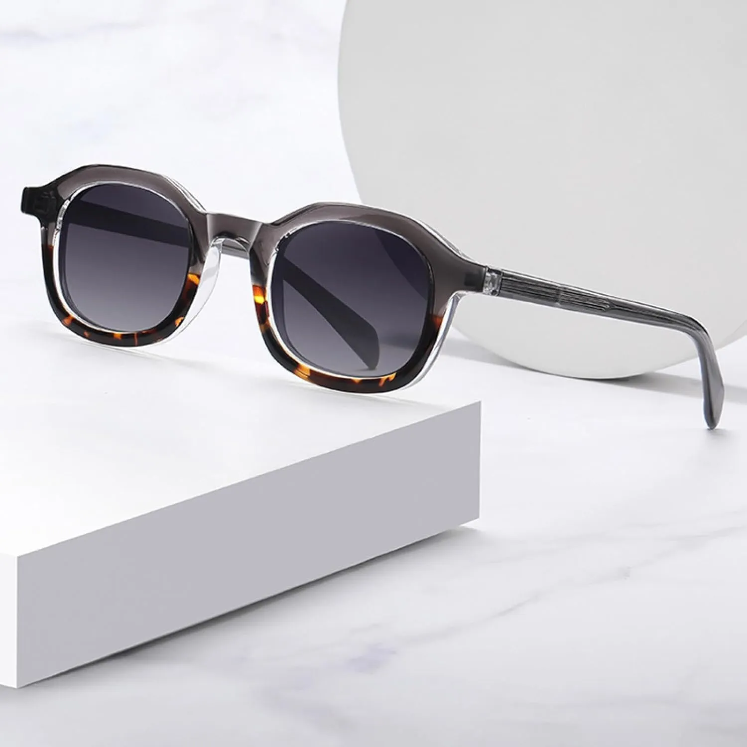Retro Polarized Sunglasses for Men Sun Glasses for Women Uv400 Acetate(Grey Leopard Frame,one)