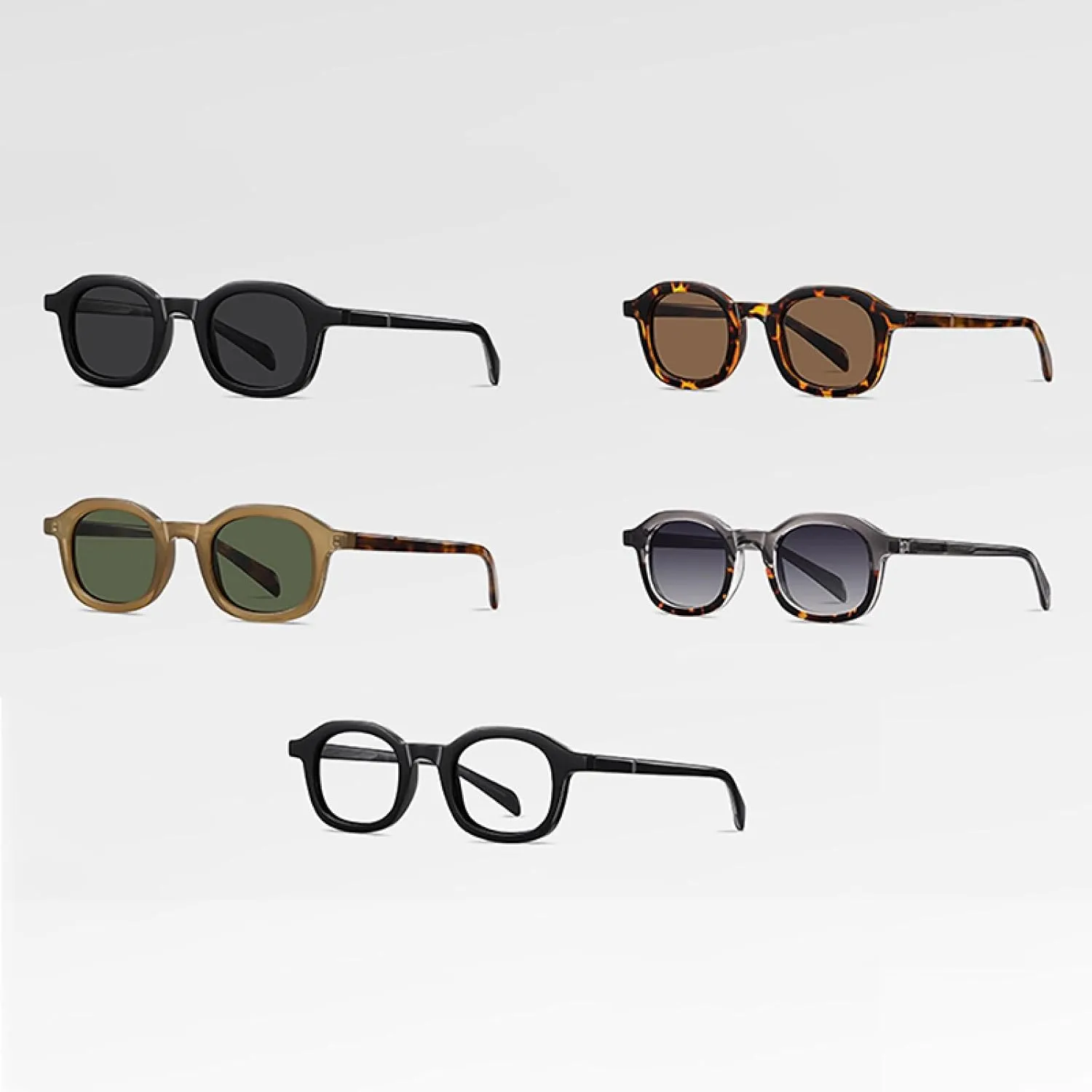 Retro Polarized Sunglasses for Men Sun Glasses for Women Uv400 Acetate(Grey Leopard Frame,one)