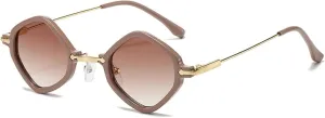 Retro Small Polygon Women Sunglasses Fashion Clear Ocean Gradient Lens Shades Uv400 Men Trending Punk Sun Glasses