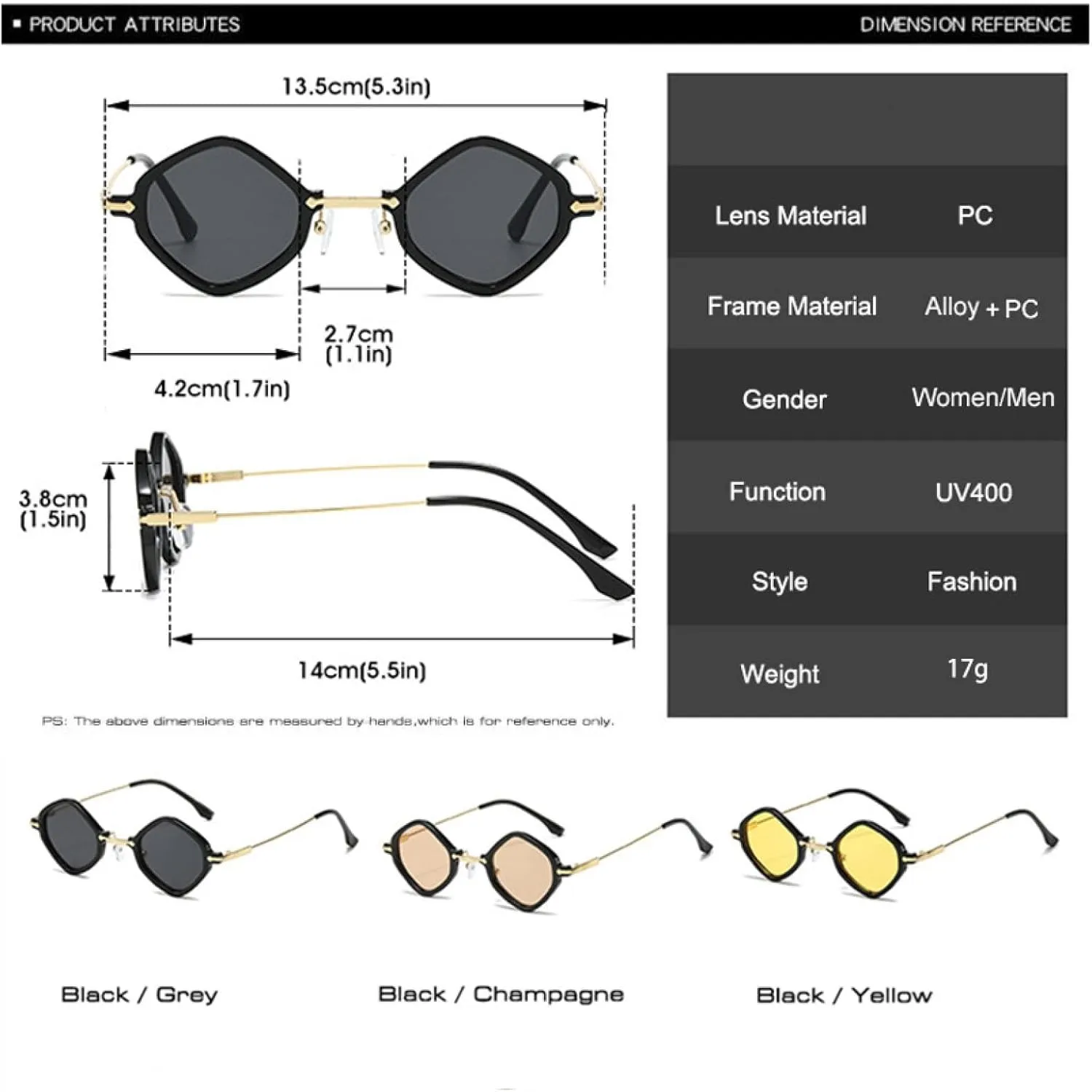 Retro Small Polygon Women Sunglasses Fashion Clear Ocean Gradient Lens Shades Uv400 Men Trending Punk Sun Glasses