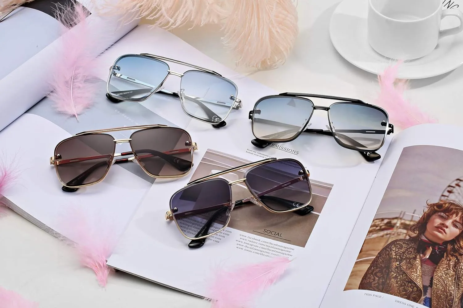 Retro Square Aviator Gradient Sunglasses Fashion Trendy Costume Eyewear Tony Stark Sun Glasses for Men Women