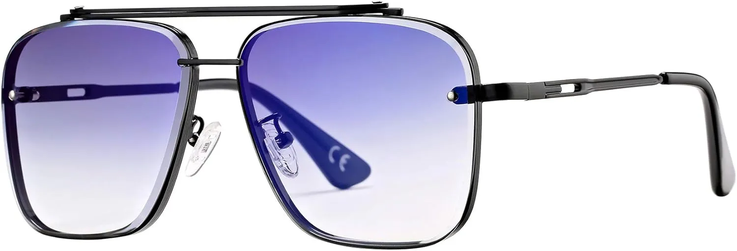 Retro Square Aviator Gradient Sunglasses Fashion Trendy Costume Eyewear Tony Stark Sun Glasses for Men Women