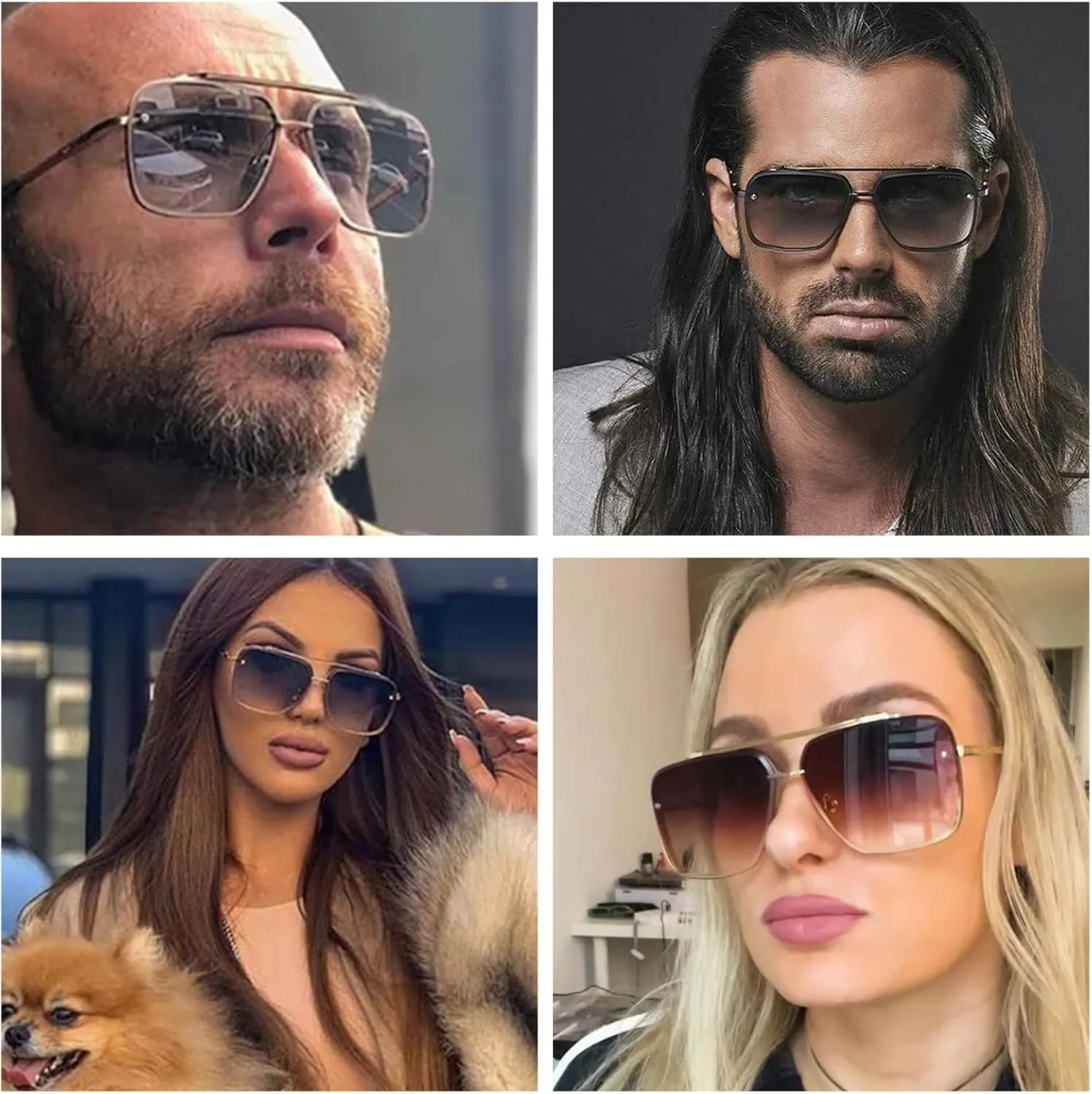 Retro Square Aviator Gradient Sunglasses Fashion Trendy Costume Eyewear Tony Stark Sun Glasses for Men Women