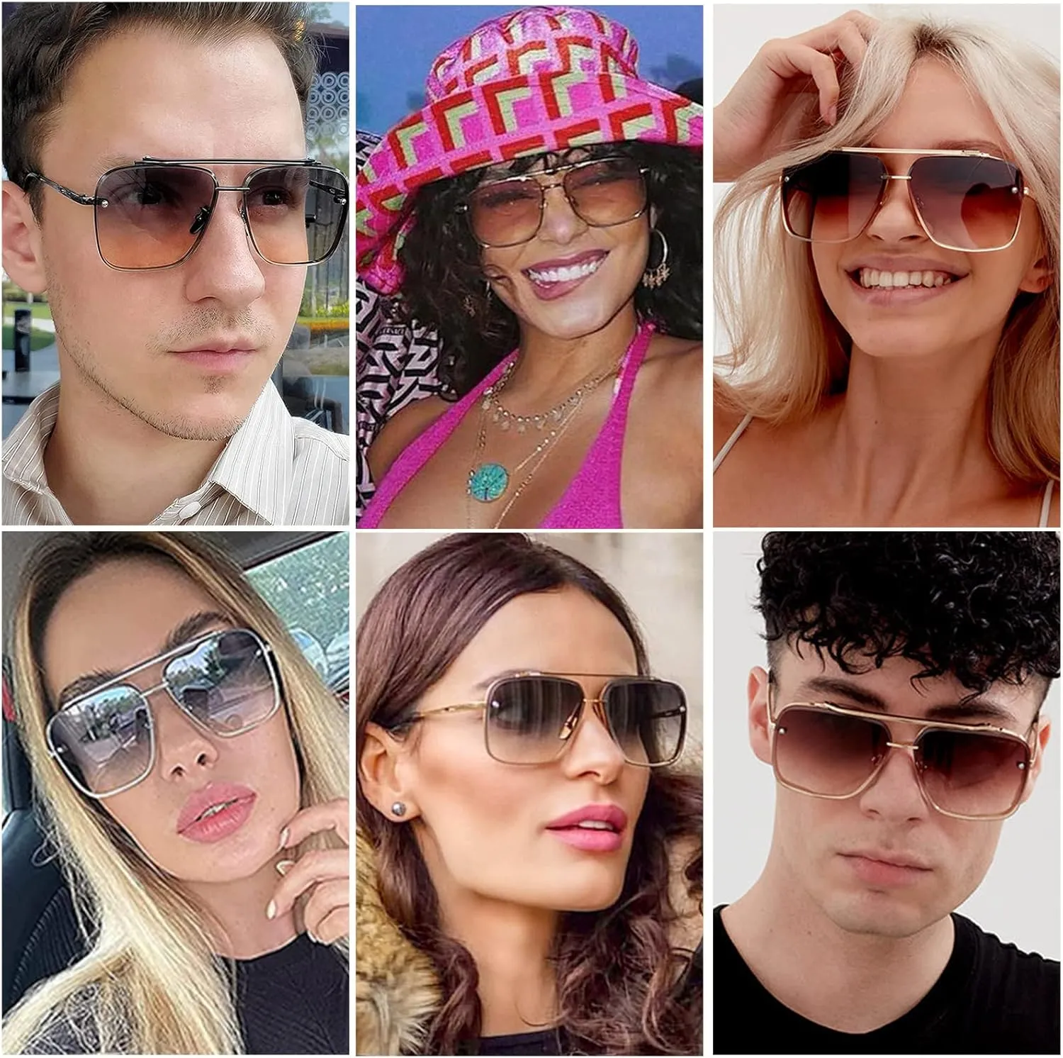 Retro Square Aviator Gradient Sunglasses Fashion Trendy Costume Eyewear Tony Stark Sun Glasses for Men Women