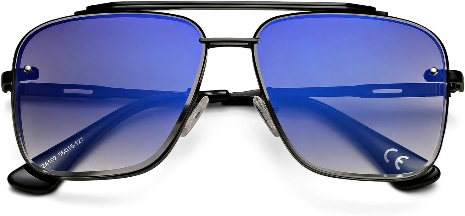 Retro Square Aviator Gradient Sunglasses Fashion Trendy Costume Eyewear Tony Stark Sun Glasses for Men Women