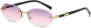Retro Women Sunglasses Fashion Rimless Clear Gradient Lens Shades Uv400
