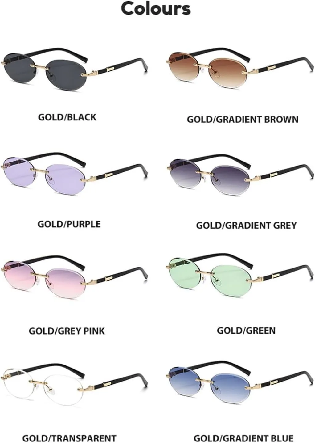 Retro Women Sunglasses Fashion Rimless Clear Gradient Lens Shades Uv400