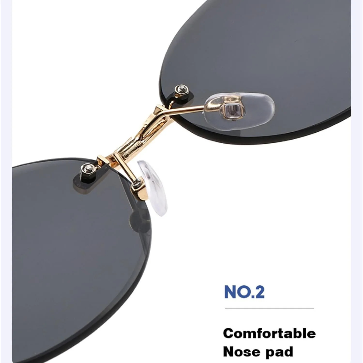 Retro Women Sunglasses Fashion Rimless Clear Gradient Lens Shades Uv400