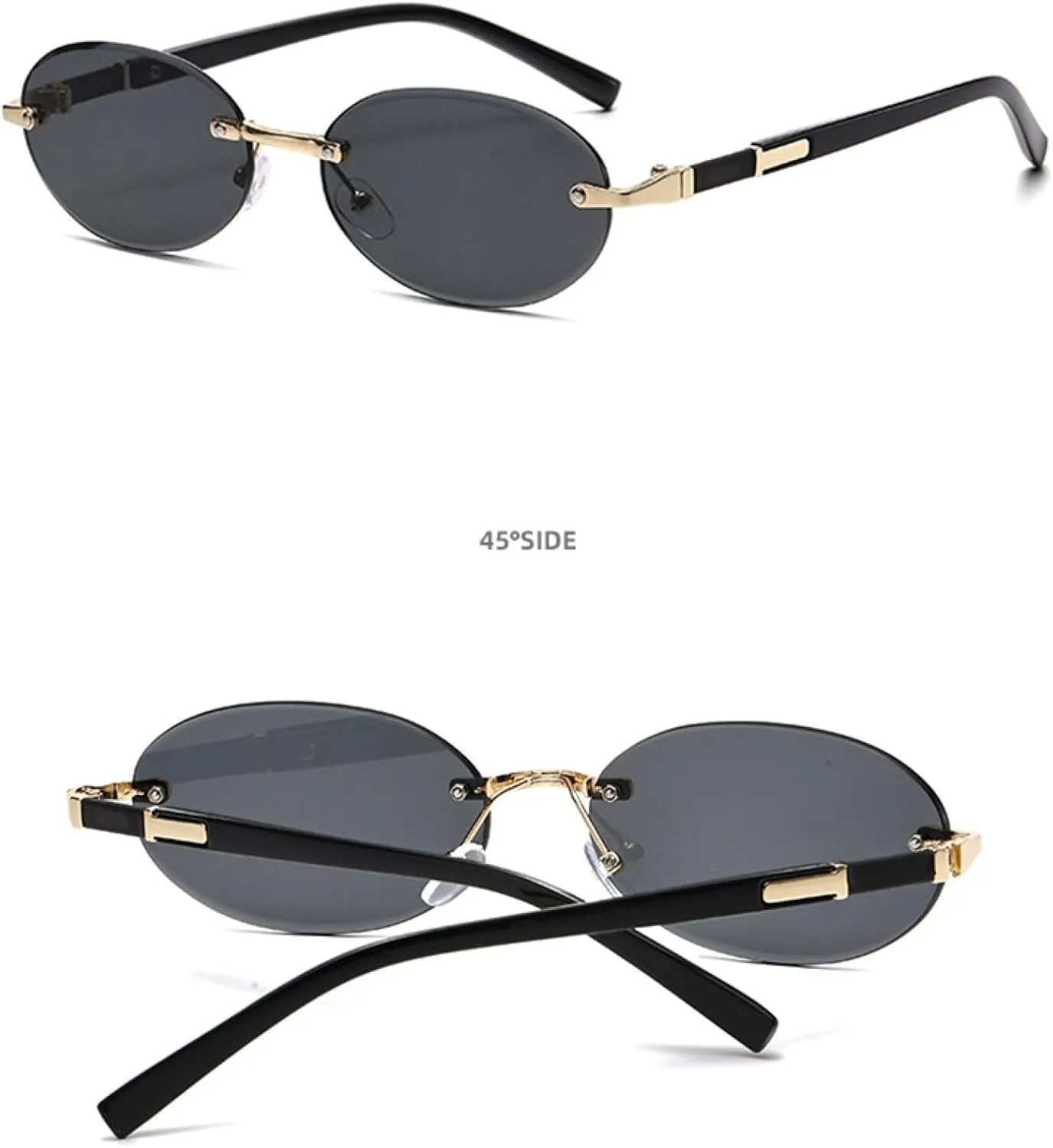Retro Women Sunglasses Fashion Rimless Clear Gradient Lens Shades Uv400