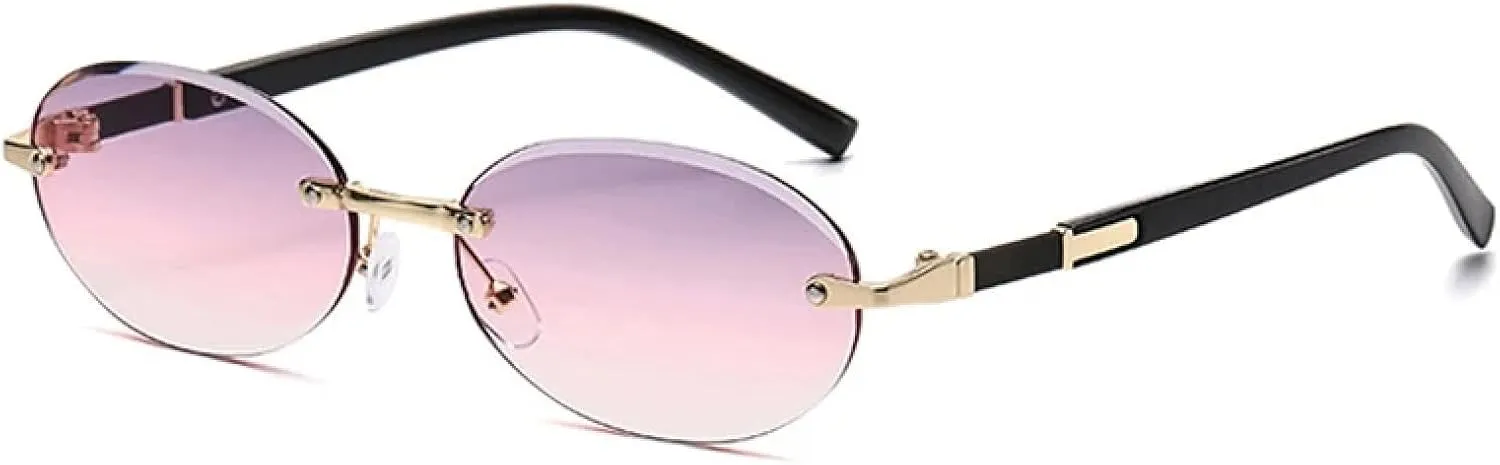 Retro Women Sunglasses Fashion Rimless Clear Gradient Lens Shades Uv400