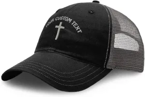 Richardson Trucker Mesh Hat Cross Silver Christ Jesus God Faith Soft Mesh Cap Cotton