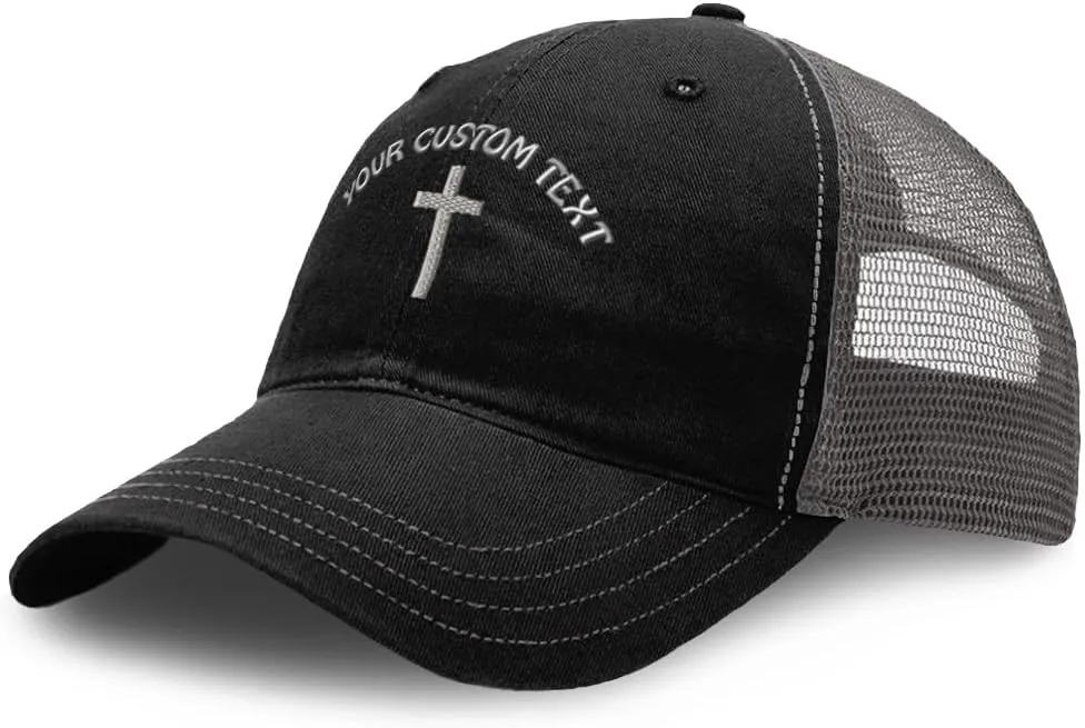 Richardson Trucker Mesh Hat Cross Silver Christ Jesus God Faith Soft Mesh Cap Cotton