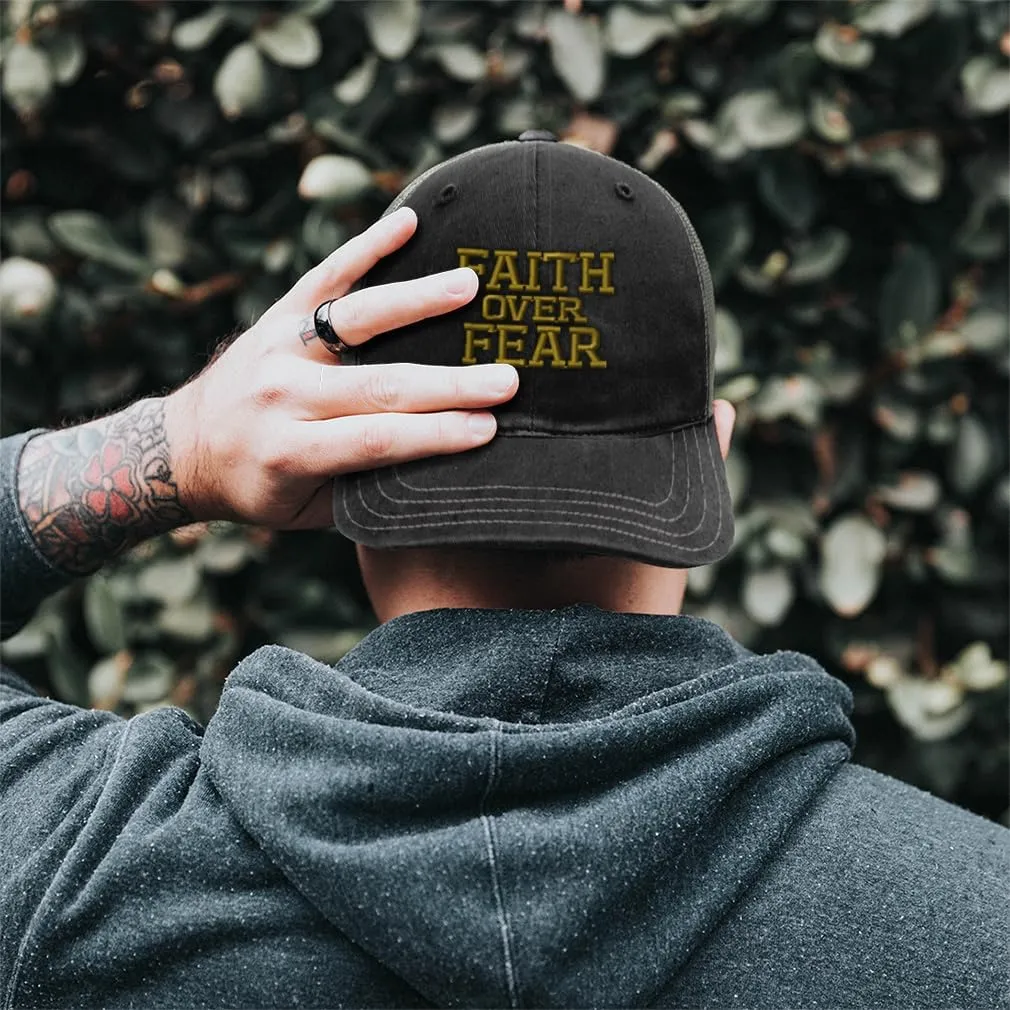 Richardson Trucker Mesh Hat Faith Over Fear Jesus God Faith Christian Soft Mesh Cap Cotton