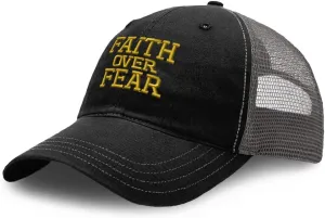 Richardson Trucker Mesh Hat Faith Over Fear Jesus God Faith Christian Soft Mesh Cap Cotton