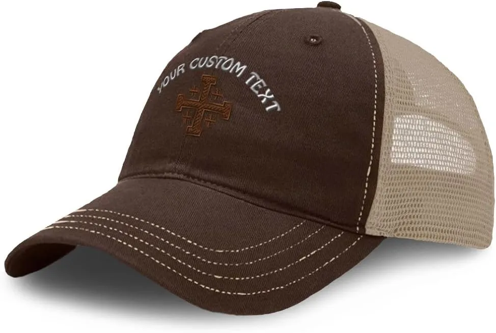 Richardson Trucker Mesh Hat Jerusalem Cross Crusader Christ Jesus Soft Mesh Cap Cotton
