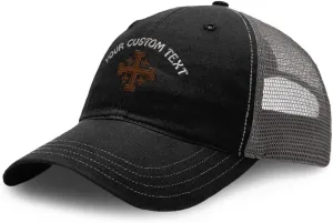Richardson Trucker Mesh Hat Jerusalem Cross Crusader Christ Jesus Soft Mesh Cap Cotton