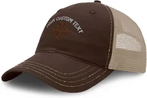 Richardson Trucker Mesh Hat Jerusalem Cross Crusader Christ Jesus Soft Mesh Cap Cotton
