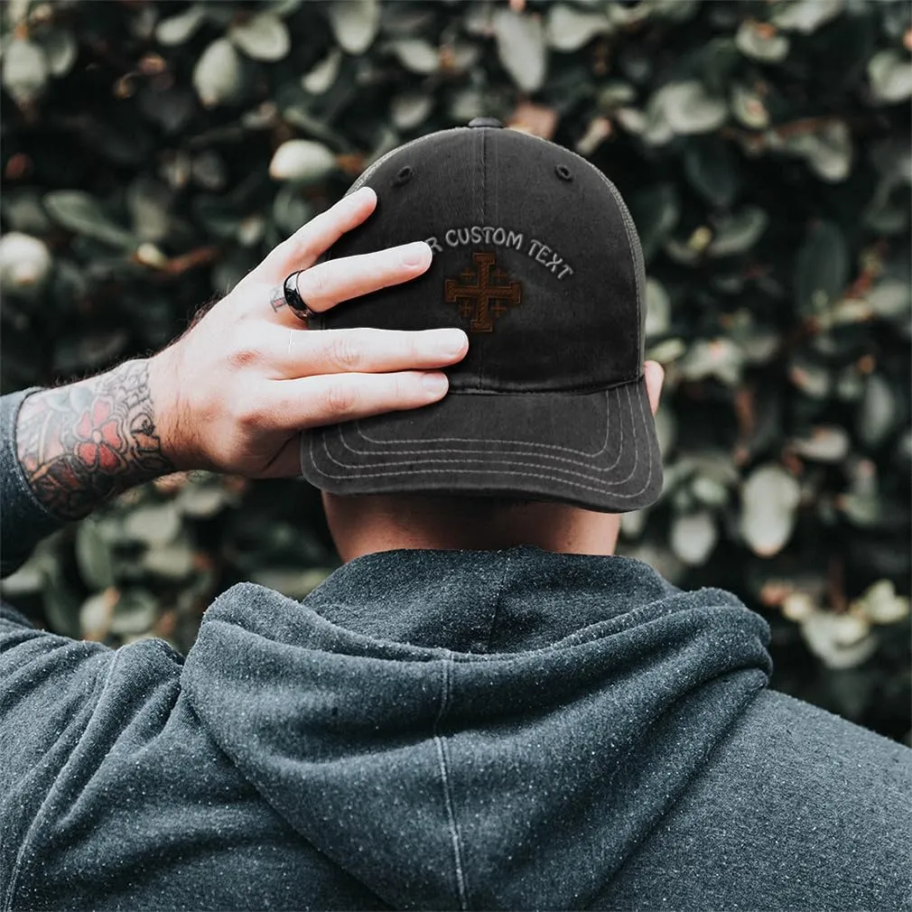 Richardson Trucker Mesh Hat Jerusalem Cross Crusader Christ Jesus Soft Mesh Cap Cotton
