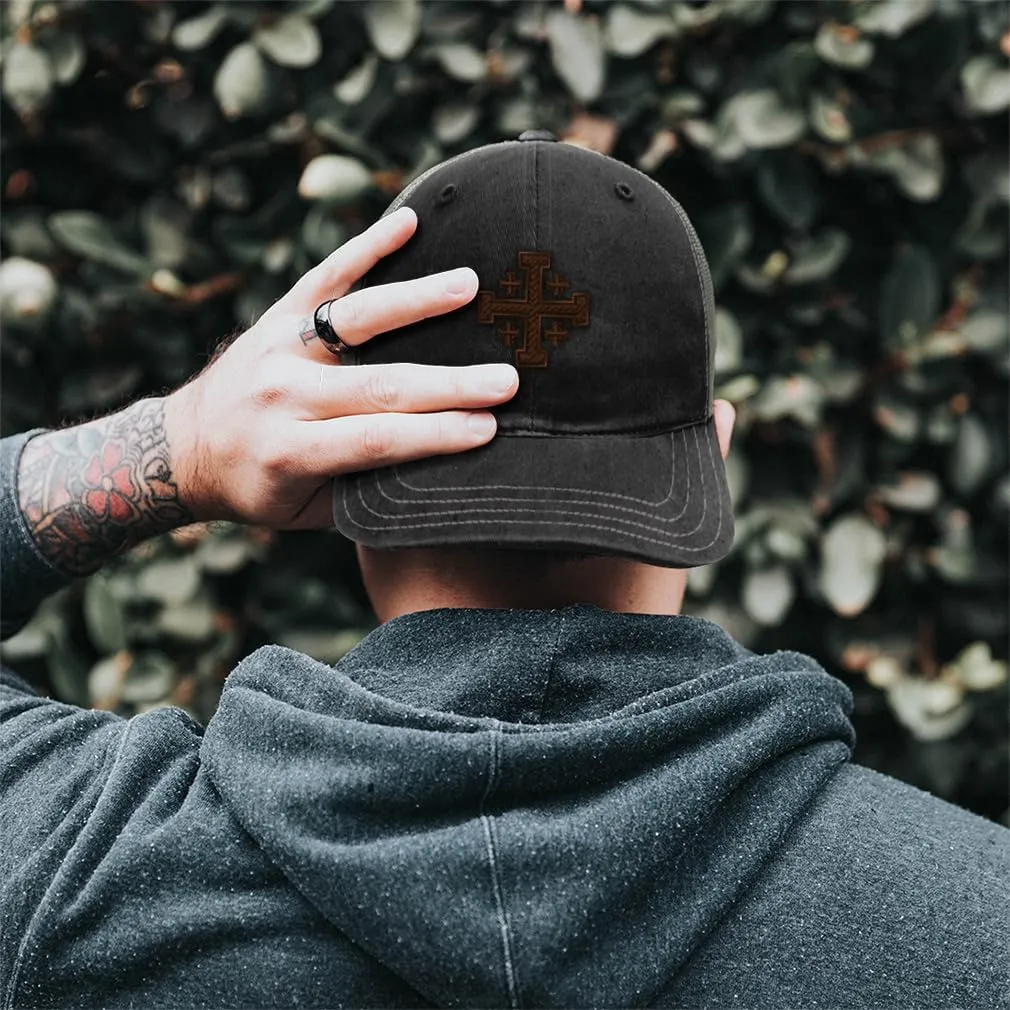 Richardson Trucker Mesh Hat Jerusalem Cross Crusader Christ Jesus Soft Mesh Cap Cotton