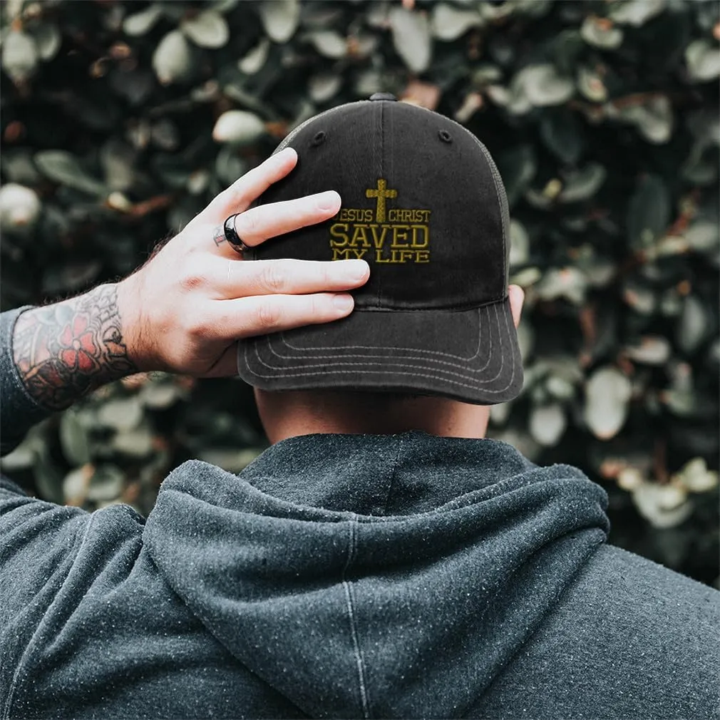 Richardson Trucker Mesh Hat Jesus Christ Saved My Life Christian God Soft Mesh Cap Cotton