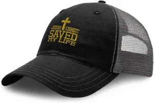 Richardson Trucker Mesh Hat Jesus Christ Saved My Life Christian God Soft Mesh Cap Cotton