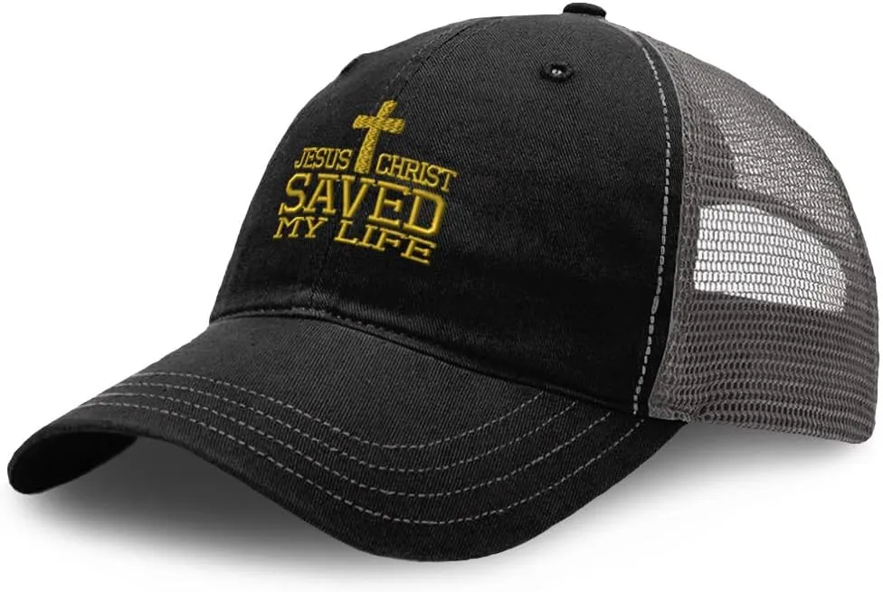 Richardson Trucker Mesh Hat Jesus Christ Saved My Life Christian God Soft Mesh Cap Cotton